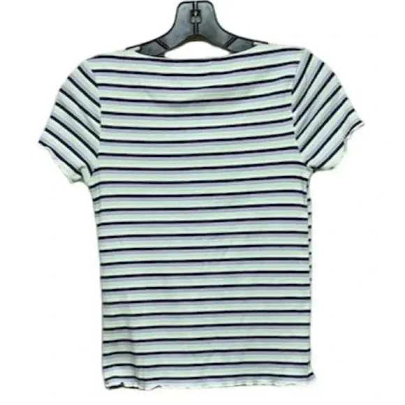 Eye Candy Women's Striped V-Neck Short Sleeve T-Shirt Multicolor Size S - Picture 2 of 3